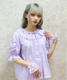 ハートフリルパフ袖ブラウス