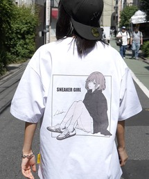 【SNKR GIRL × #鹿 (Shika) コラボ】ビッグシルエット イラストバックプリント半袖Tシャツ メンズ レディース