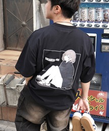 【SNKR GIRL × #鹿 (Shika) コラボ】ビッグシルエット イラストバックプリント半袖Tシャツ メンズ レディース