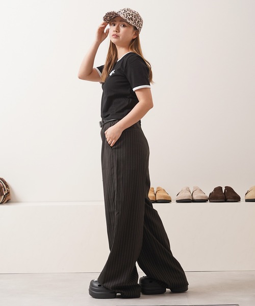 1111clothing（ワンフォークロージング）の「ハート刺繍 リンガーネックTシャツ / Heart Embroidery Ringer Neck T-Shirt（Tシャツ/カットソー・レディース・ホワイト×ブラック/ブラック×ホワイト/ホワイト×グリーン・L/M/S）」の22枚目の写真