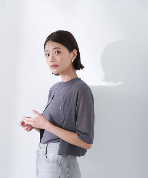 NATURAL BEAUTY BASIC（ナチュラルビューティーベーシック）の「◇【Oggi掲載】シアーショートカーデアンサンブル（カーディガン/ボレロ・レディース・チャコールグレー/ベージュ/ブラウン/グリーン・FREE）」の21枚目の写真