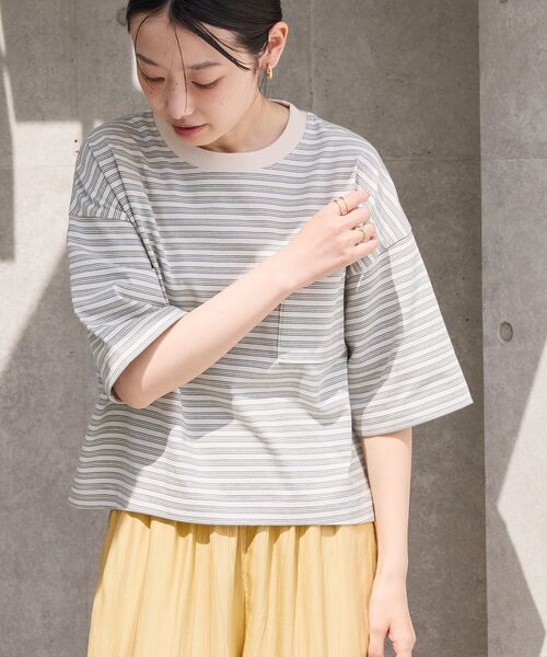 AMERICAN HOLIC（アメリカンホリック）の「ポケット付きボックスTシャツ（Tシャツ/カットソー・レディース・チャコールグレー/オフホワイト/その他12/その他7・L/M）」の12枚目の写真
