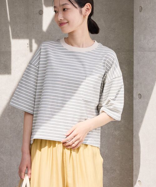 AMERICAN HOLIC（アメリカンホリック）の「ポケット付きボックスTシャツ（Tシャツ/カットソー・レディース・チャコールグレー/オフホワイト/その他12/その他7・L/M）」の14枚目の写真