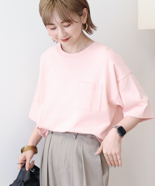 AMERICAN HOLIC（アメリカンホリック）の「ポケット付きボックスTシャツ（Tシャツ/カットソー・レディース・チャコールグレー/オフホワイト/その他12/その他7・L/M）」の2枚目の写真