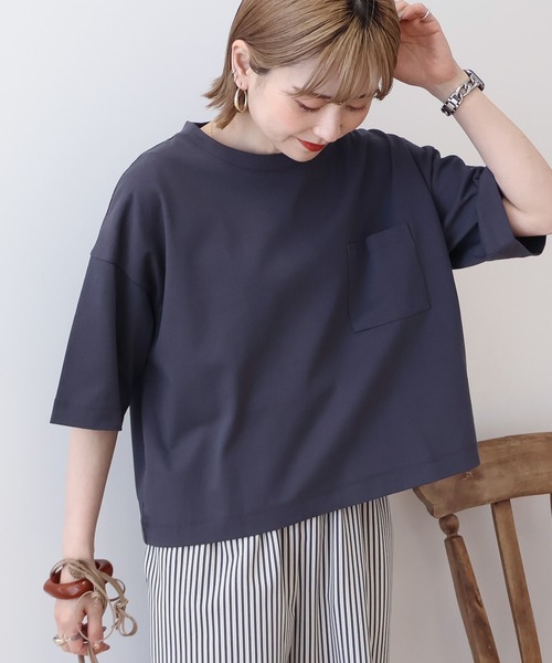 AMERICAN HOLIC（アメリカンホリック）の「ポケット付きボックスTシャツ（Tシャツ/カットソー・レディース・チャコールグレー/オフホワイト/その他12/その他7・L/M）」の3枚目の写真