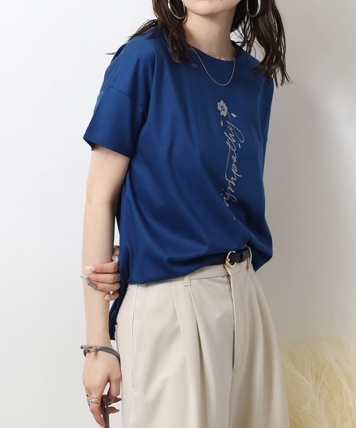 BRODIAEA(ブローディア)の「BRODIAEA ロゴプリント半袖Tシャツ【日本製】(Tシャツ/カットソー・レディース・ブルー/オフホワイト/エメラルド/ブラック/モカ・40)」の13枚目の写真