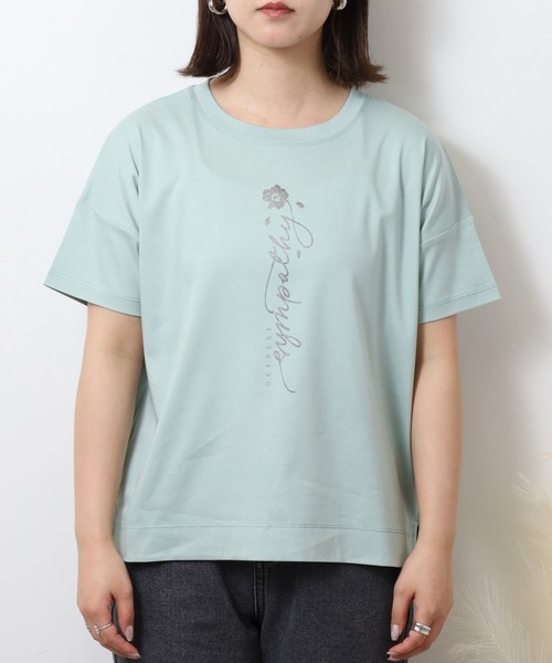 BRODIAEA(ブローディア)の「BRODIAEA ロゴプリント半袖Tシャツ【日本製】(Tシャツ/カットソー・レディース・ブルー/オフホワイト/エメラルド/ブラック/モカ・40)」の16枚目の写真