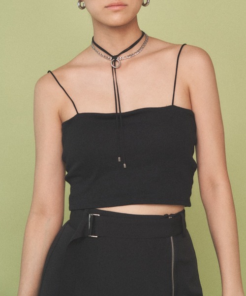 Solace（ソレイス）の「カップ付きベアキャミソール / クロップド丈（キャミソール・レディース・ブラック/アイボリー・FREE）」の12枚目の写真
