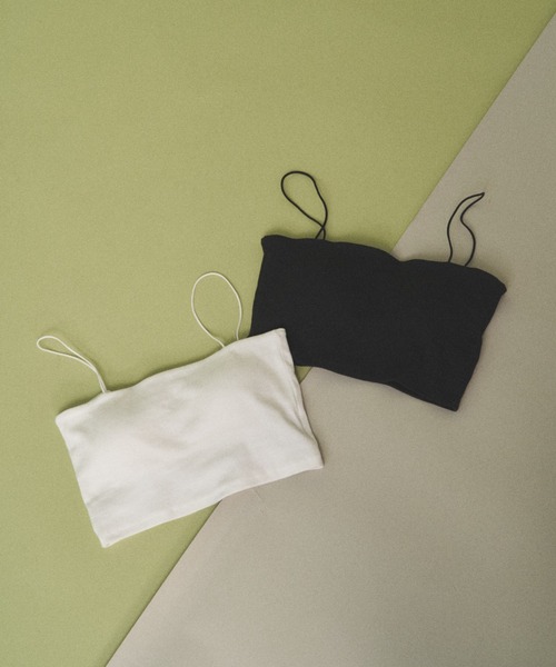 Solace（ソレイス）の「カップ付きベアキャミソール / クロップド丈（キャミソール・レディース・ブラック/アイボリー・FREE）」の17枚目の写真