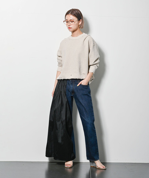 KURO（クロ）の「KURO MORE DAMAGE CREW NECK SWEAT 963966：スウェット（スウェット・レディース・アイボリー・MEDIUM）」の2枚目の写真