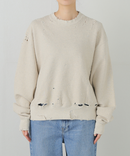 KURO（クロ）の「KURO MORE DAMAGE CREW NECK SWEAT 963966：スウェット（スウェット・レディース・アイボリー・MEDIUM）」の3枚目の写真