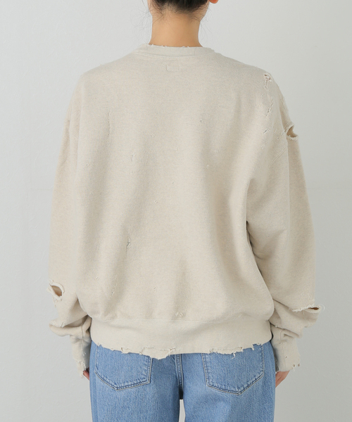 KURO（クロ）の「KURO MORE DAMAGE CREW NECK SWEAT 963966：スウェット（スウェット・レディース・アイボリー・MEDIUM）」の5枚目の写真