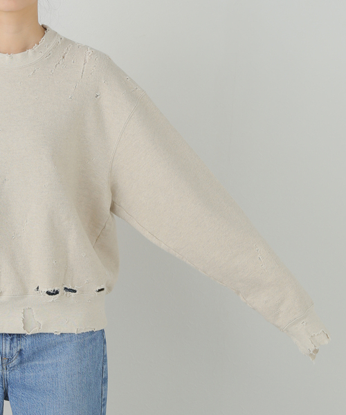 KURO（クロ）の「KURO MORE DAMAGE CREW NECK SWEAT 963966：スウェット（スウェット・レディース・アイボリー・MEDIUM）」の7枚目の写真