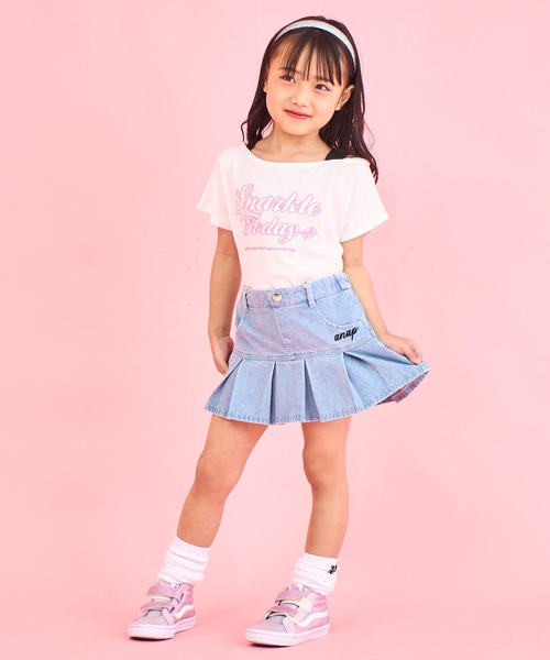 WDW アナ　寝起きTシャツ セール】アシンメトリー 肩アキ オーロラ ワッペン Tシャツ