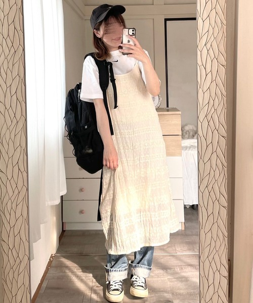 etta（エタ）の「ナチュラルロングキャミワンピース（ワンピース・レディース・ブラック/ベージュ・FREE）」の4枚目の写真