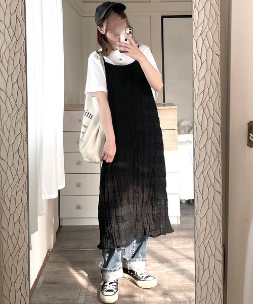 etta（エタ）の「ナチュラルロングキャミワンピース（ワンピース・レディース・ブラック/ベージュ・FREE）」の7枚目の写真