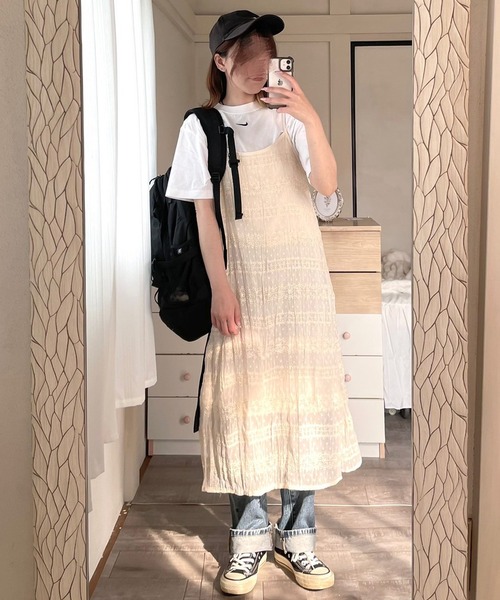 etta（エタ）の「ナチュラルロングキャミワンピース（ワンピース・レディース・ブラック/ベージュ・FREE）」の5枚目の写真