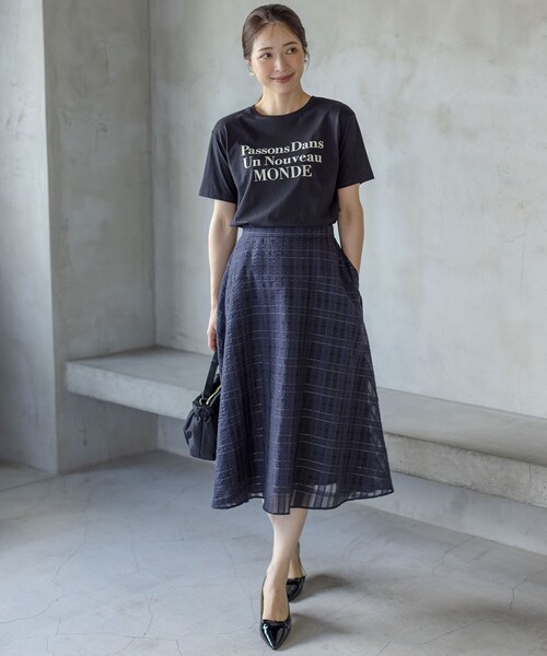 組曲 L(クミキョク オオキイサイズ)の「ラメシアーチェック スカート(スカート・レディース・ピンク系3/ネイビー系3・6/5/7)」の9枚目の写真