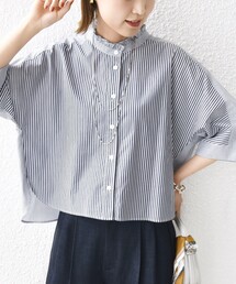 SHIPS（シップス）の「【WEB限定】〈手洗い可能〉ブロード ストライプ / 無地 切替 パッチワーク シャツ（シャツ/ブラウス）」