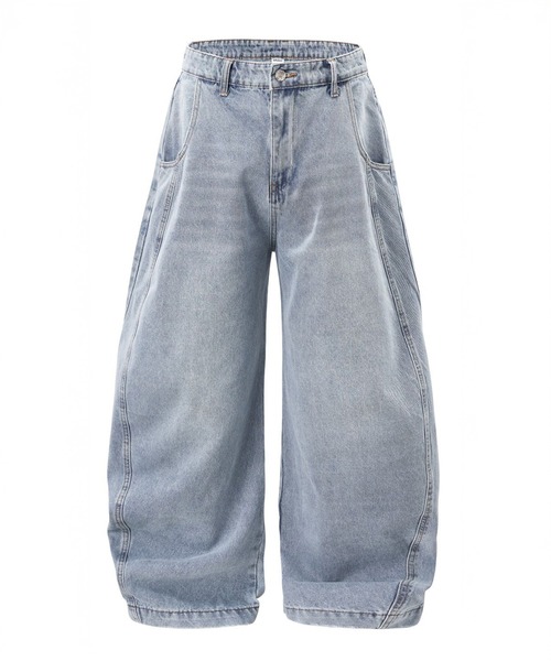 CORPUS TOKYO(コーパス トーキョー)の「立体裁断バルーンワイドデニム(デニムパンツ・メンズ・ネイビー/ライトブルー/ブラック/グレー・1/2/3/4)」の9枚目の写真