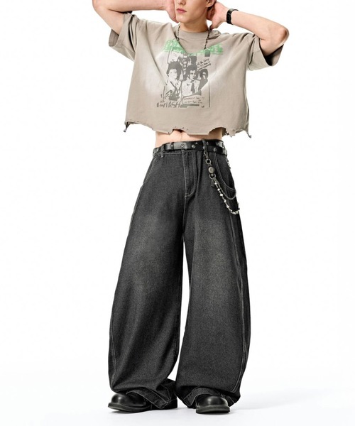 CORPUS TOKYO(コーパス トーキョー)の「立体裁断バルーンワイドデニム(デニムパンツ・メンズ・ネイビー/ライトブルー/ブラック/グレー・1/2/3/4)」の13枚目の写真