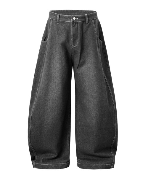 CORPUS TOKYO(コーパス トーキョー)の「立体裁断バルーンワイドデニム(デニムパンツ・メンズ・ネイビー/ライトブルー/ブラック/グレー・1/2/3/4)」の5枚目の写真