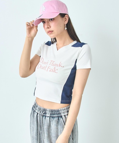 ANAP(アナップ)の「配色 切り替え ゲーミング Tシャツ(Tシャツ/カットソー・レディース・ブラック/ホワイト/ライトピンク・FREE)」の20枚目の写真