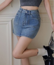 インパンポケ付きデニムミニスカート