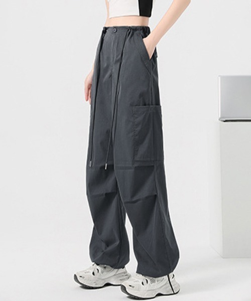 フレア ルーズ カーゴパンツ 2色 ミッドライズ 韓国 cr8159 KOREA コリア レディース カーゴパンツ ワイドルーズシルエット