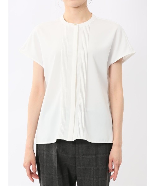 m.f.editorial（エムエフエディトリアル）の「【接触冷感 UVカット ストレッチ】m.f.エディトリアルレディース バンドカラー 比翼ブラウス（シャツ/ブラウス・レディース・ホワイト/ネイビー/ピンク系その他・MEDIUM/LARGE）」の8枚目の写真