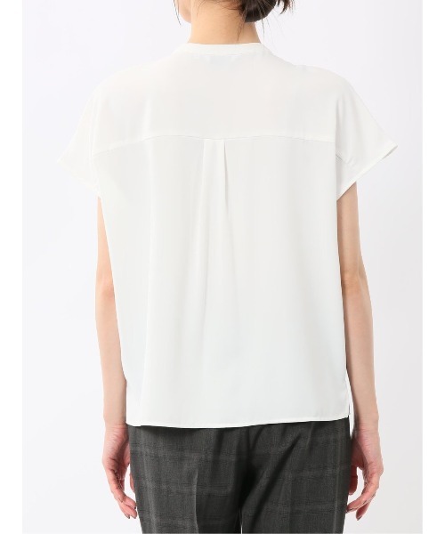 m.f.editorial（エムエフエディトリアル）の「【接触冷感 UVカット ストレッチ】m.f.エディトリアルレディース バンドカラー 比翼ブラウス（シャツ/ブラウス・レディース・ホワイト/ネイビー/ピンク系その他・MEDIUM/LARGE）」の10枚目の写真