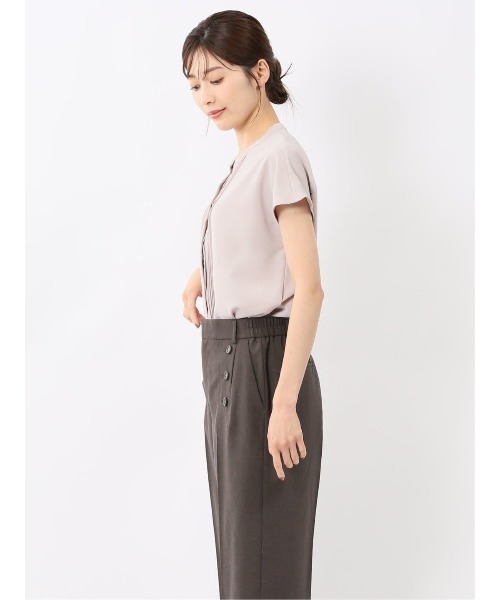 m.f.editorial（エムエフエディトリアル）の「【接触冷感 UVカット ストレッチ】m.f.エディトリアルレディース バンドカラー 比翼ブラウス（シャツ/ブラウス・レディース・ホワイト/ネイビー/ピンク系その他・MEDIUM/LARGE）」の14枚目の写真