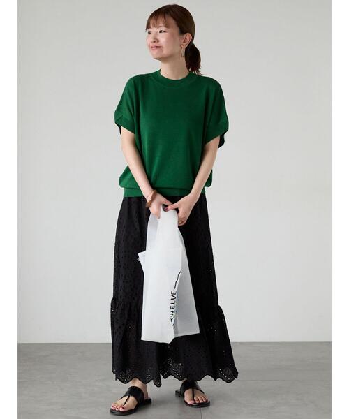 Lugnoncure（ルノンキュール）の「チューリップスリーブニット（ニット/セーター・レディース・ネイビー/ベージュ/グリーン/ブラック/オフホワイト・F）」の19枚目の写真