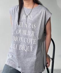 ●ノースリロゴプリント サイドスリット入り ビッグサイズTシャツ