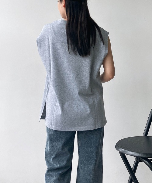 AS KNOW AS plus（アズノゥアズプラス）の「●ノースリロゴプリント サイドスリット入り ビッグサイズTシャツ（Tシャツ/カットソー・レディース・カーキ/オフホワイト/杢グレー・FREE）」の20枚目の写真