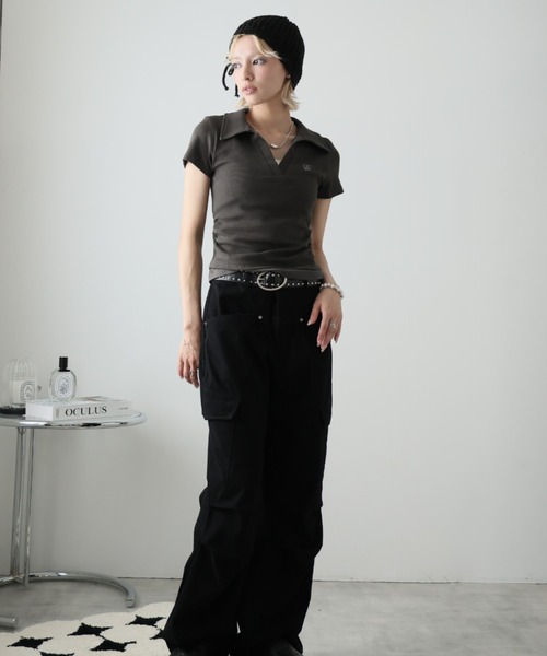 Ulysses(ユリシス)の「ワンポイント刺繍ポロシャツ(ポロシャツ・レディース・チャコール/ベージュ・F)」の22枚目の写真
