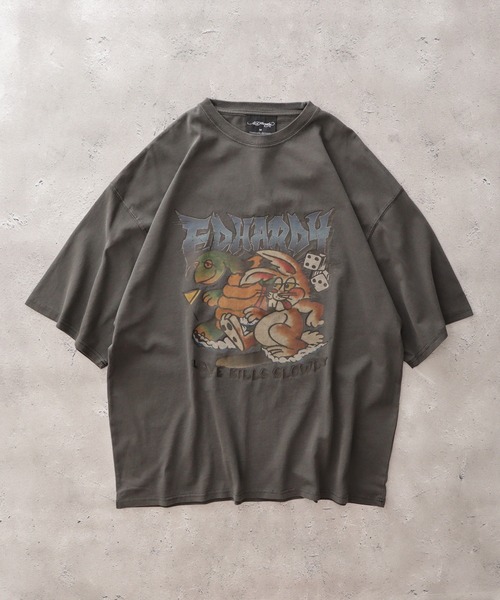 Ed Hardy(エドハーディー)の「ED HARDY ピグメントWASH ルーズサイズTシャツ(Tシャツ/カットソー・メンズ・ブラック系2/グレー系1/ブラック系1/グレー系2・M/L)」の5枚目の写真