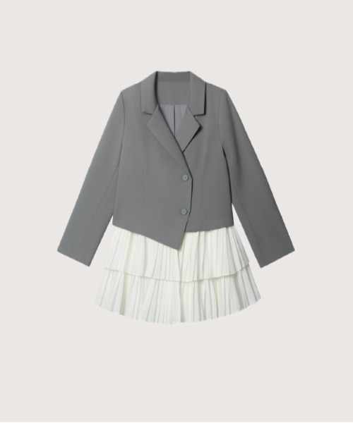 Frill Pleats Docking Jacket Dress（テーラードジャケット）｜LA