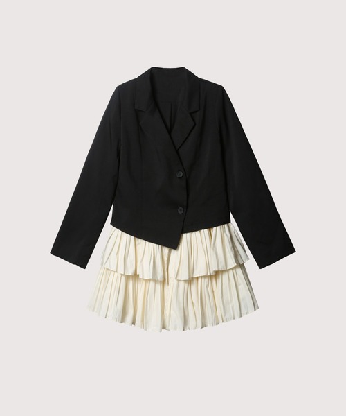 Frill Pleats Docking Jacket Dress