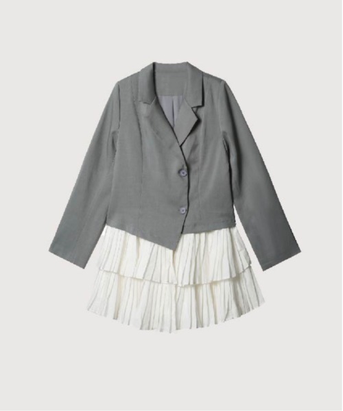 LA POMME petit（ラポミ・プチ）の「Frill Pleats Docking Jacket