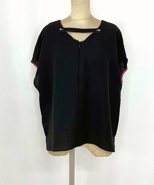 Q（キュー）の「レーヨンスラブネックベルトブラウス（シャツ/ブラウス・レディース・オリーブ/ブラック・MEDIUM）」の12枚目の写真