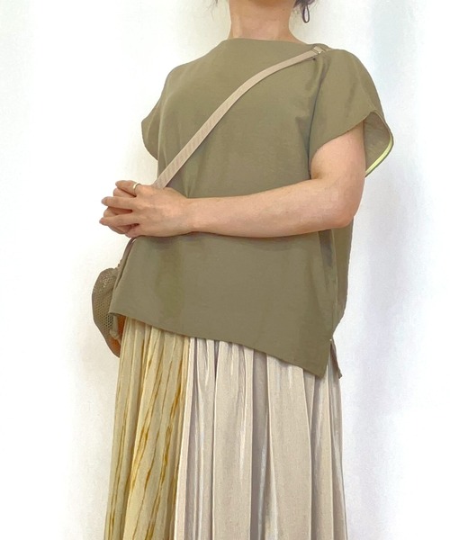 Q（キュー）の「レーヨンスラブネックベルトブラウス（シャツ/ブラウス・レディース・オリーブ/ブラック・MEDIUM）」の17枚目の写真