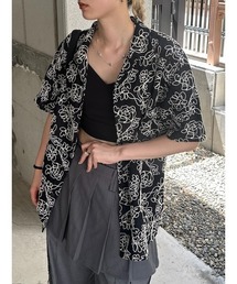 CORD EMBROIDERY OPEN COLLAR SHIRT