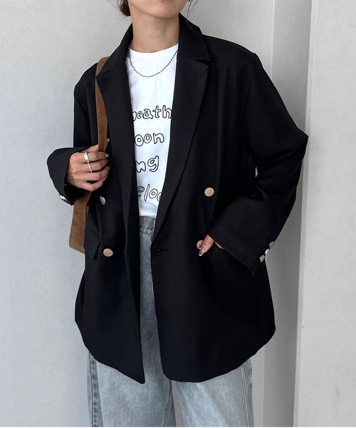 NOGLE（ノグル）の「【NOGLE/ノグル】金ボタンダブルジャケット（テーラードジャケット・レディース・ブラック/ブラウン/ネイビー・FREE）」の2枚目の写真