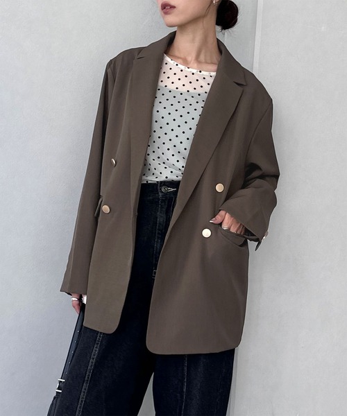 NOGLE（ノグル）の「【NOGLE/ノグル】金ボタンダブルジャケット（テーラードジャケット・レディース・ブラック/ブラウン/ネイビー・FREE）」の18枚目の写真