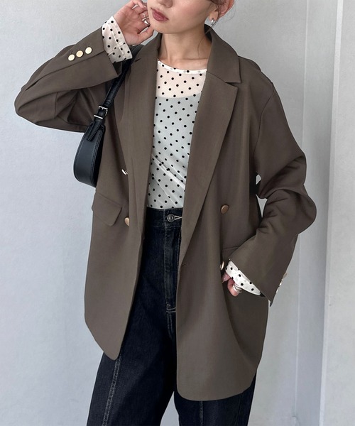 NOGLE（ノグル）の「【NOGLE/ノグル】金ボタンダブルジャケット（テーラードジャケット・レディース・ブラック/ブラウン/ネイビー・FREE）」の21枚目の写真