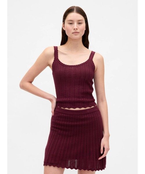 GAP(ギャップ)の「コットン100% ポインテールタンクトップ(ニット/セーター・レディース・ブラック/ワイン・XL/M/L/XS/S/XXS)」の1枚目の写真