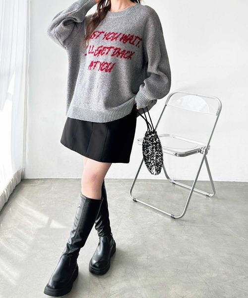 GeeRA（ジーラ）の「配色ロゴジャガードオーバーサイズニット（ニット/セーター・レディース・ネイビー/オフホワイト/グレー・MEDIUM/LARGE/X-LARGE）」の19枚目の写真