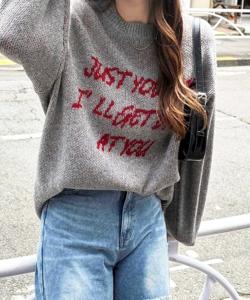 GeeRA（ジーラ）の「配色ロゴジャガードオーバーサイズニット（ニット/セーター・レディース・ネイビー/オフホワイト/グレー・MEDIUM/LARGE/X-LARGE）」の22枚目の写真