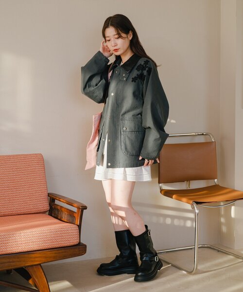 ＊オンライン完売＊ カスタネ モチーフ付きハンティングジャケット WEB先行】モチーフ付きハンティングジャケット（ブルゾン